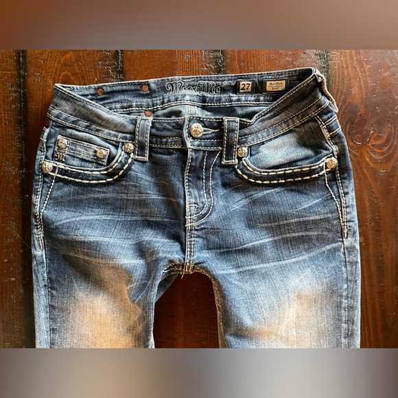 Miss Me mid-rise boot cut jeans size 27 X 27.5 5 junior altered EC~ - Picture 10 of 12